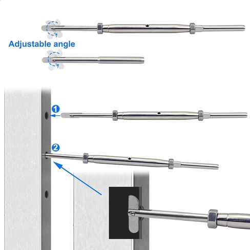 Stainless Steel Cable Railing Hardware Kit, for 3/16 Cable Railing System, for Metal Posts, Adjustable Angle Drop Pin Turnbuckle Kit 10 Pair in Saudi Arabia