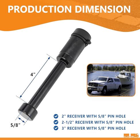 أقفال وصلة المقطورة، قفل وصلة مع قطر 5/8 بوصة ودبوس طويل 4 بوصة يناسب الفئة III IV V 2 بوصة 2-1/2 بوصة، 3 بوصة و3-1/2 بوصة، دبوس وصلة ربط مع حلقات دائرية مضادة للخشخشة لقارب شاحنة المقطورة (عبوة واحدة) in Kuwait