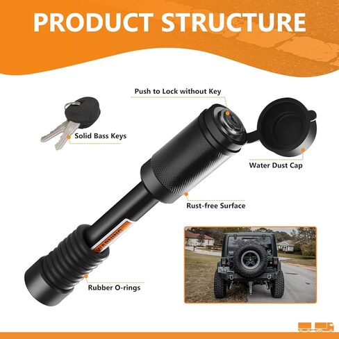 أقفال وصلة المقطورة، قفل وصلة مع قطر 5/8 بوصة ودبوس طويل 4 بوصة يناسب الفئة III IV V 2 بوصة 2-1/2 بوصة، 3 بوصة و3-1/2 بوصة، دبوس وصلة ربط مع حلقات دائرية مضادة للخشخشة لقارب شاحنة المقطورة (عبوة واحدة) in Kuwait