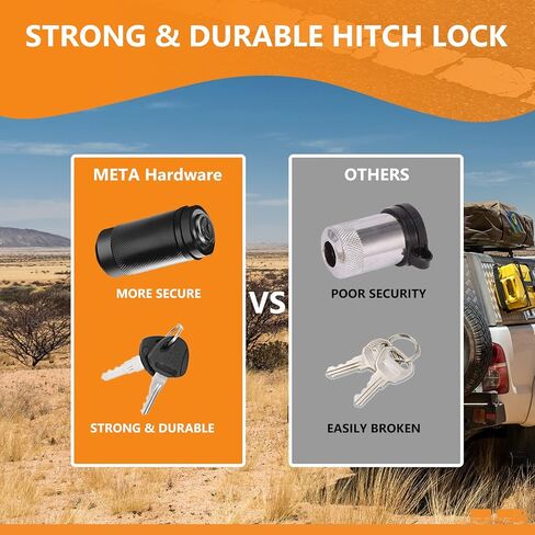 أقفال وصلة المقطورة، قفل وصلة مع قطر 5/8 بوصة ودبوس طويل 4 بوصة يناسب الفئة III IV V 2 بوصة 2-1/2 بوصة، 3 بوصة و3-1/2 بوصة، دبوس وصلة ربط مع حلقات دائرية مضادة للخشخشة لقارب شاحنة المقطورة (عبوة واحدة) in Kuwait