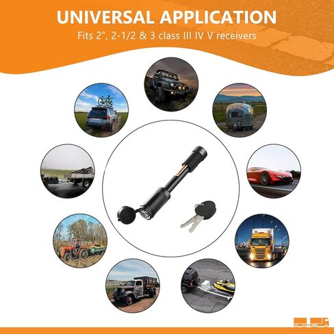 أقفال وصلة المقطورة، قفل وصلة مع قطر 5/8 بوصة ودبوس طويل 4 بوصة يناسب الفئة III IV V 2 بوصة 2-1/2 بوصة، 3 بوصة و3-1/2 بوصة، دبوس وصلة ربط مع حلقات دائرية مضادة للخشخشة لقارب شاحنة المقطورة (عبوة واحدة) in Kuwait