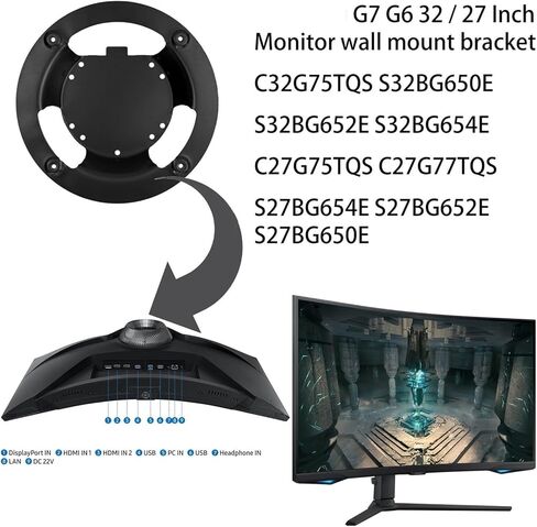 دعامة تثبيت على الحائط منحنية G6 مقاس 32 بوصة، متوافقة مع Odyssey LS32BG650EUXEN LS32BG650EUXXU LS32BG650EKXKR LS32BG650ECXXF LS32BG650ECXZW in Kuwait