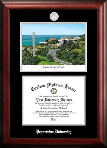 Campus Images NCAA Pepperdine Waves Unisex Silver Medallion Frame Pepperdine University 11w x 8.5h Silver Embossed Diploma Frame Lithograph, Brown, One Size in Saudi Arabia