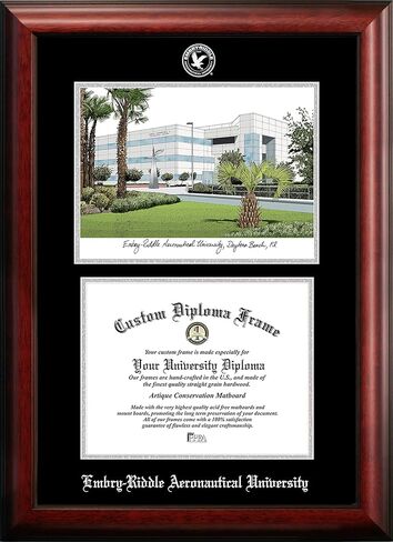 Campus Images NCAA Embry-Riddle Eagles Unisex Silver Medallion Frame Embry-Riddle University 11w x 8.5h Silver Embossed Diploma Frame Lithograph, Brown, One Size in Saudi Arabia