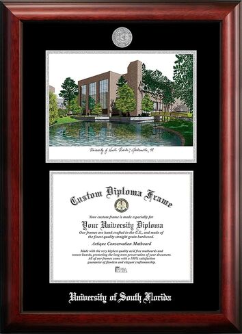 Campus Images NCAA South Florida Bulls Unisex Silver Medallion Frame University of South Florida 11w x 8.5h Silver Embossed Diploma Frame Lithograph, Brown, One Size in Saudi Arabia