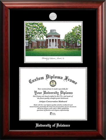 Campus Images NCAA Delaware Fightin' Blue Hens Unisex Silver Medallion Frame University of Delaware 16w x 12h Silver Embossed Diploma Frame Lithograph, Brown, One Size in Saudi Arabia