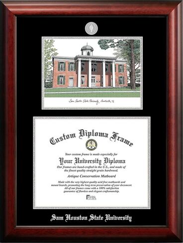 Campus Images NCAA Sam Houston State Bearkats Unisex Silver Medallion Frame Sam Houston State 14w x 11h Silver Embossed Diploma Frame Lithograph, Brown, One Size in Saudi Arabia