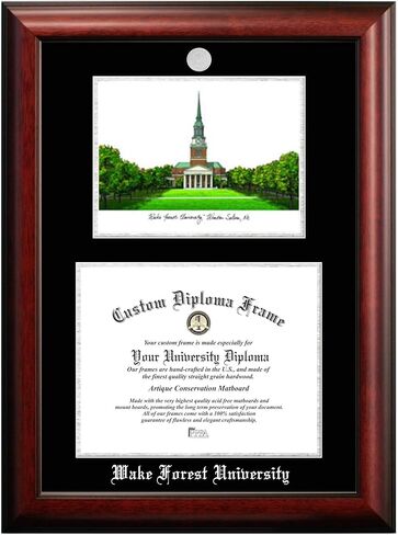 Campus Images NCAA Wake Forest Demon Deacons Unisex Silver Medallion Frame Wake Forest University 14w x 11h Silver Embossed Diploma Frame Lithograph, Brown, One Size in Saudi Arabia