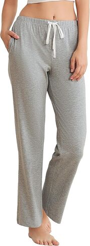 LYCY Womens Cotton Pajama Pants Soft Lightweight Lounge Sleep Bottoms with Pockets and Drawstring in Saudi Arabia