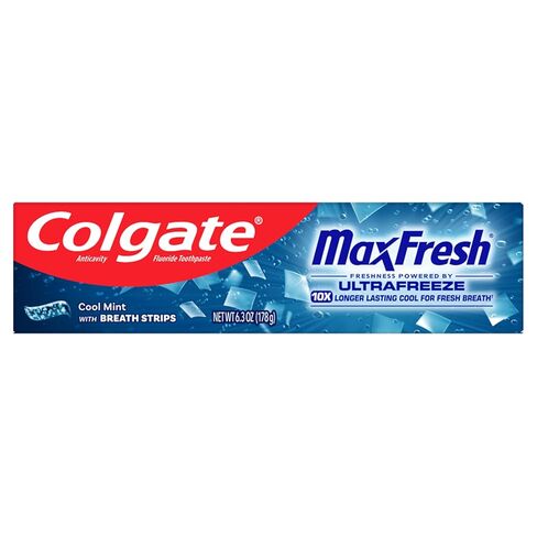 Colgate MaxFresh Cool Mint Toothpaste, Fresh Breath Toothpaste with Fluoride and Hundreds of Mini Breath Strips, Leaves Mouth Feeling Refreshed for Hours, 6.3 oz in Saudi Arabia