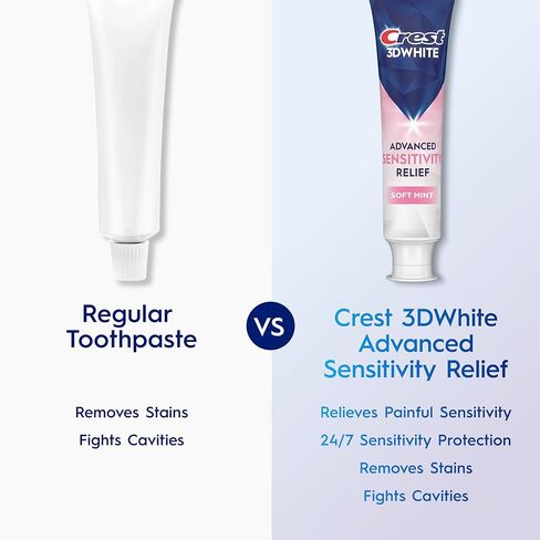 معجون أسنان كريست 3 دي وايت المتطور لتخفيف حساسية التبييض، نعناع ناعم، 3.3 أونصة، عبوة من قطعتين in Kuwait