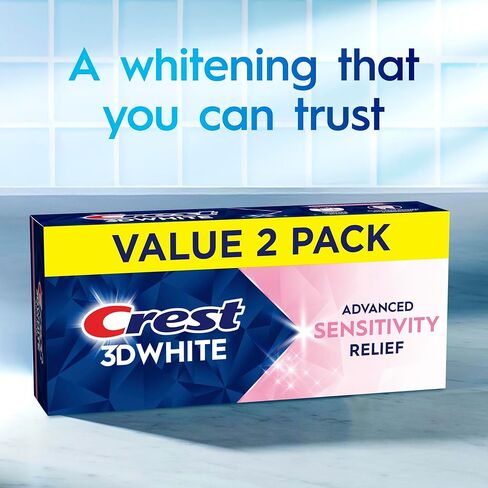 معجون أسنان كريست 3 دي وايت المتطور لتخفيف حساسية التبييض، نعناع ناعم، 3.3 أونصة، عبوة من قطعتين in Kuwait