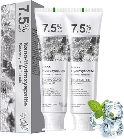معجون أسنان نانو هيدروكسيباتيت 7.5%، حماية متقدمة للمينا، تنظيف عميق، تركيبة خالية من الفلورايد مع النعناع اللطيف، ينعش التنفس، للأسنان الحساسة in Kuwait