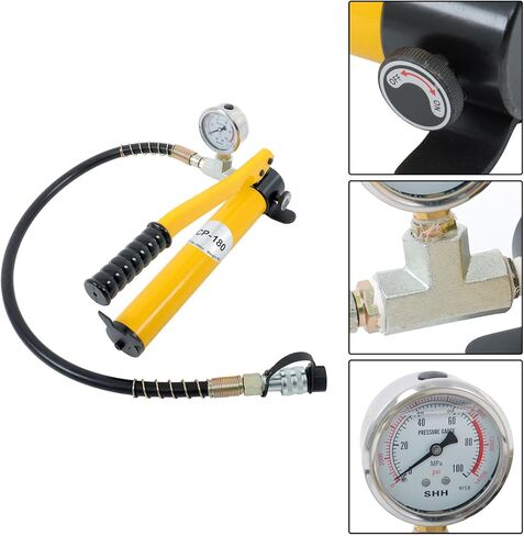 findmall Hydraulic Hand Pump with Oil Gauge, CP-180 Hand Operated Pump for Lifting Cylinders in Saudi Arabia