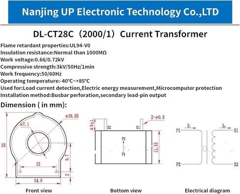 مستشعر محول تيار أفقي صغير DL-CT28C 20A/10mA 2000/1 محول حلقي صغير نوع دبوس تثبيت ثنائي الفينيل متعدد الكلور in Kuwait