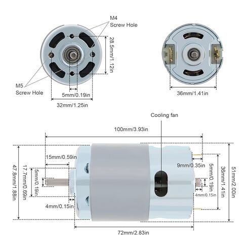 2 Pcs 895 DC Electric Motor 12-24V 10000-20000RPM High Torque Adjustable Double Ball Bearing Motor for DIY Small Drill Micro Machine Tool in Kuwait