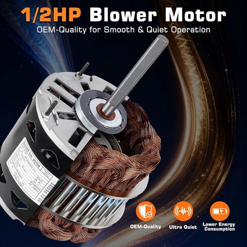 محرك منفاخ DL1056 1/2 حصان 1075 دورة في الدقيقة 3 سرعات 115 فولت 8 أمبير 48 إطار كم محمل، متوافق مع A.O.Smith DL1056 GE 3587 Fasco D701 Emerson Century Dayton (يتضمن مكثف) in Kuwait