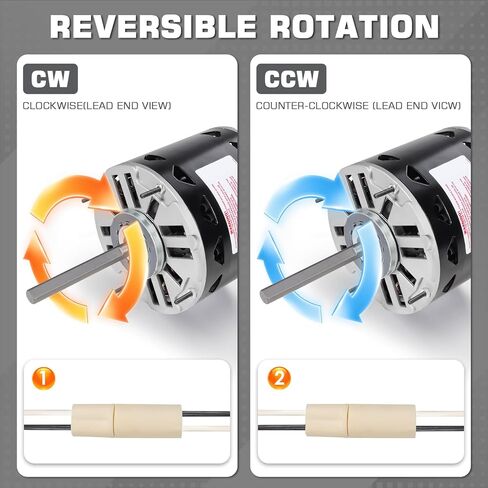 محرك منفاخ DL1056 1/2 حصان 1075 دورة في الدقيقة 3 سرعات 115 فولت 8 أمبير 48 إطار كم محمل، متوافق مع A.O.Smith DL1056 GE 3587 Fasco D701 Emerson Century Dayton (يتضمن مكثف) in Kuwait