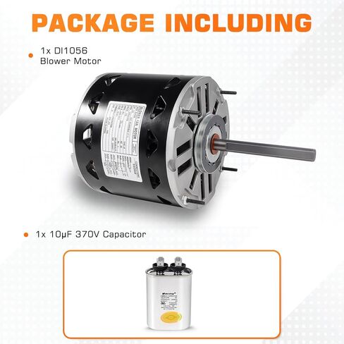 محرك منفاخ DL1056 1/2 حصان 1075 دورة في الدقيقة 3 سرعات 115 فولت 8 أمبير 48 إطار كم محمل، متوافق مع A.O.Smith DL1056 GE 3587 Fasco D701 Emerson Century Dayton (يتضمن مكثف) in Kuwait