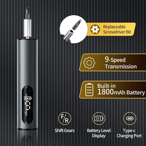 Multi-Functional Electric Screwdriver Set - Mini Drill w/Wireless Charging & Magnetic Bits, Perfect for Electronics, Home Appliances, Computers, Phones, Watches Repair & DIY (grey) in Kuwait