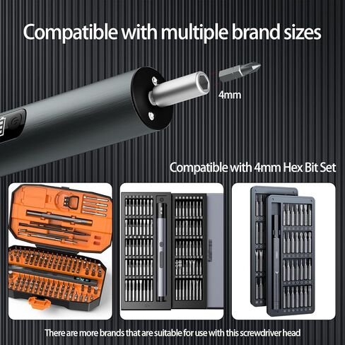 Multi-Functional Electric Screwdriver Set - Mini Drill w/Wireless Charging & Magnetic Bits, Perfect for Electronics, Home Appliances, Computers, Phones, Watches Repair & DIY (grey) in Kuwait