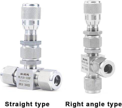 Fit 3/6/8/10/12mm 1/2" OD Tube Compression 304 Stainless Steel Valve Flow Regulating Metering(Straight Type,6mm) in Kuwait