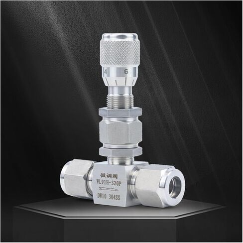Fit 3/6/8/10/12mm 1/2" OD Tube Compression 304 Stainless Steel Valve Flow Regulating Metering(Straight Type,6mm) in Kuwait