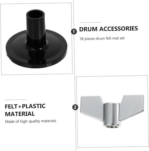 Totority 18pcs Black Drum Kit Felt Pads Set Drum Accessories Replacement Sleeves Nuts for Kits Protective Pad Parts in Saudi Arabia