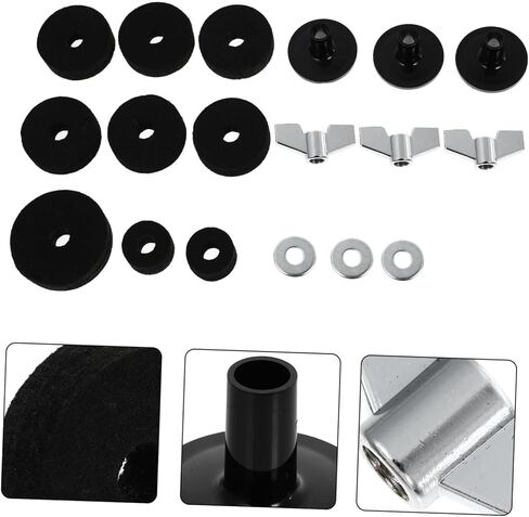 Totority 18pcs Black Drum Kit Felt Pads Set Drum Accessories Replacement Sleeves Nuts for Kits Protective Pad Parts in Saudi Arabia