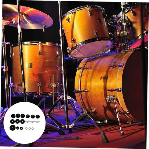 Totority 18pcs Black Drum Kit Felt Pads Set Drum Accessories Replacement Sleeves Nuts for Kits Protective Pad Parts in Saudi Arabia