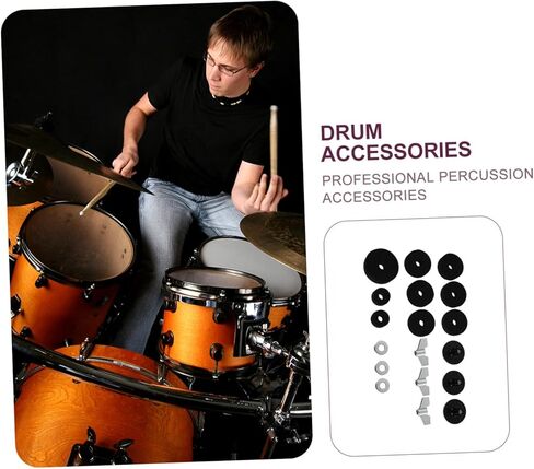 Totority 18pcs Black Drum Kit Felt Pads Set Drum Accessories Replacement Sleeves Nuts for Kits Protective Pad Parts in Saudi Arabia