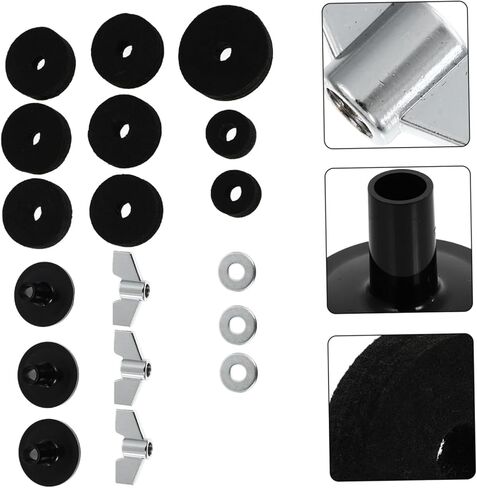 Totority 18pcs Black Drum Kit Felt Pads Set Drum Accessories Replacement Sleeves Nuts for Kits Protective Pad Parts in Saudi Arabia