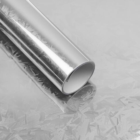 Lypumso Forged Carbon Fiber Vinyl Wrap, Gloss Holograpgic Chrome Mirror Car Wrap Vinyl DIY Auto Sticker Decal Film Sheet with Bubble Free Air Release (Silver, 1ft x 10ft) in Kuwait