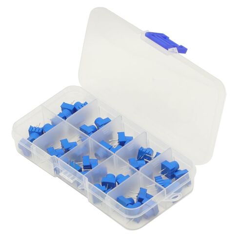 40Pcs 1K 2K 5K 10K 20K 50K 100K 500K Ohm 1M 500R 3386P Trim Potentiometer Kit with Blue Knobs Breadboard Compatible Variable Resistors in Saudi Arabia