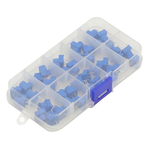 40Pcs 1K 2K 5K 10K 20K 50K 100K 500K Ohm 1M 500R 3386P Trim Potentiometer Kit with Blue Knobs Breadboard Compatible Variable Resistors in Saudi Arabia