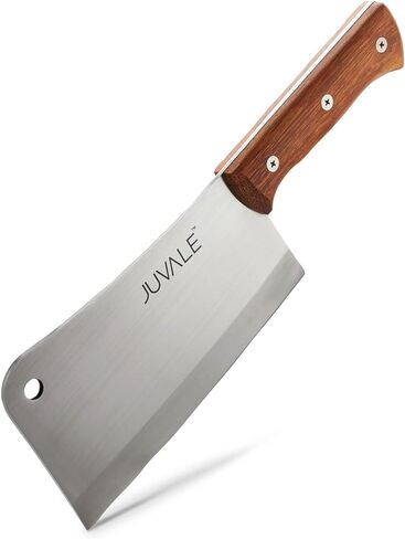 Juvale Meat Cleaver - 8-Inch Stainless Steel Blade, Wood Handle - Heavy-Duty Butcher Knife & Bone Cleaver for Beef Brisket, Meat Cutting & Chopping - Chopping Knife in Saudi Arabia