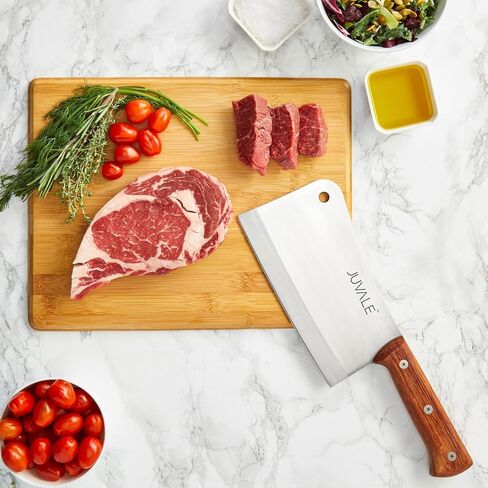 Juvale Meat Cleaver - 8-Inch Stainless Steel Blade, Wood Handle - Heavy-Duty Butcher Knife & Bone Cleaver for Beef Brisket, Meat Cutting & Chopping - Chopping Knife in Saudi Arabia