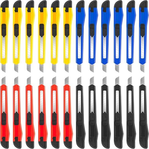 DIYSELF 24Pack Box Cutters (9MM Wide Blade Cutter) Utility Knife Box Cutter Retractable, Compact, Extended Use for Heavy Duty Office, Home, Arts Crafts, Hobby(Mix) in Kuwait