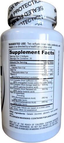 Pride Nutrition Premium EFA (2 Pack of 60 Softgels Pills) Omega 3-6-9 Supplement for Men and Women 5 in 1 - EPA, DHA, GLA, ALA & CLA Essential Fatty Acids with Fish Oil in Saudi Arabia
