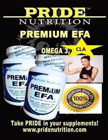 Pride Nutrition Premium EFA (2 Pack of 60 Softgels Pills) Omega 3-6-9 Supplement for Men and Women 5 in 1 - EPA, DHA, GLA, ALA & CLA Essential Fatty Acids with Fish Oil in Saudi Arabia
