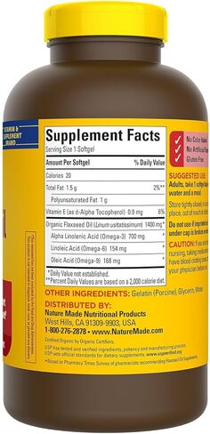 Nature Made Flaxseed Oil 1400 mg, 300 Softgels, Provides 700 mg ALA Omega-3 per Serving, Bundle with a Pill Oragnizer (2 Items) in Saudi Arabia