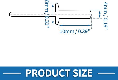 Countersunk Head Closed Sealing Rivets 4mm Grip Diameter 10mm Grip Length 8mm Flange Diameter Stainless Steel Silver Tone 50 Pcs in Kuwait