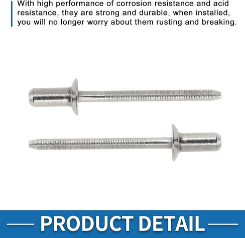 Countersunk Head Closed Sealing Rivets 4mm Grip Diameter 10mm Grip Length 8mm Flange Diameter Stainless Steel Silver Tone 50 Pcs in Kuwait