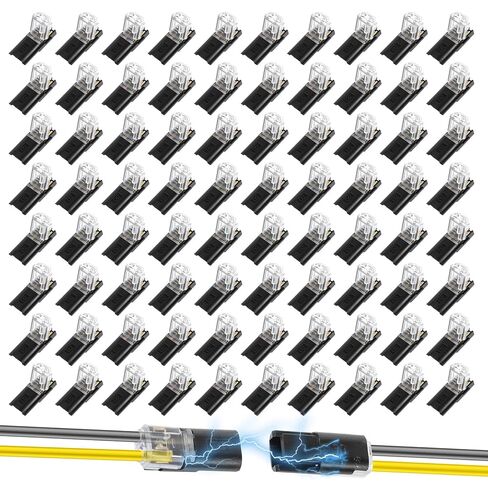 80 Pcs Double Wire Plug in Connector with Locking Buckle, 2-Pin Low Voltage Wire Connector Small Led Light Strip Connectors, Quick Splice Clips Fast Connect Plugs, No Wire Stripping Cutting in Saudi Arabia