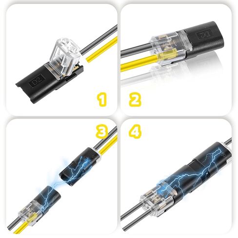 80 Pcs Double Wire Plug in Connector with Locking Buckle, 2-Pin Low Voltage Wire Connector Small Led Light Strip Connectors, Quick Splice Clips Fast Connect Plugs, No Wire Stripping Cutting in Saudi Arabia