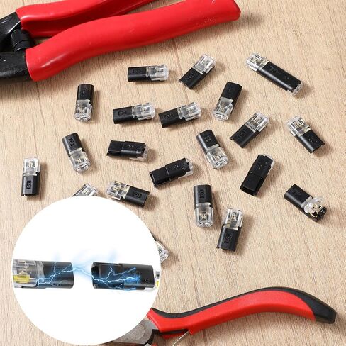 80 Pcs Double Wire Plug in Connector with Locking Buckle, 2-Pin Low Voltage Wire Connector Small Led Light Strip Connectors, Quick Splice Clips Fast Connect Plugs, No Wire Stripping Cutting in Saudi Arabia