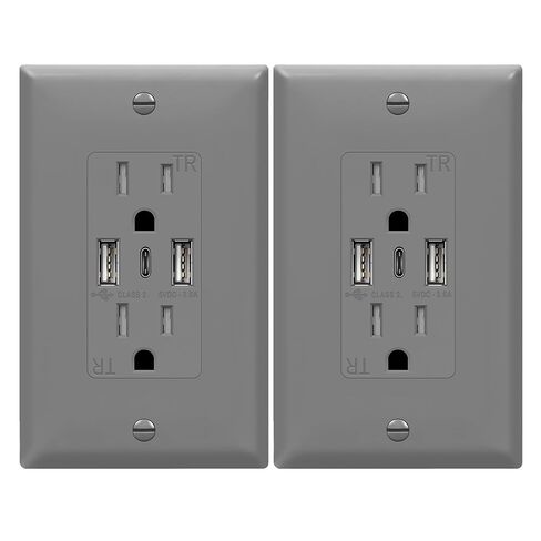منفذ USB من TOPGREENER، منفذ جداري 3 منافذ من النوع C 3.6 أمبير 18 وات، مقبس 15 أمبير، منفذ طاقة شحن مع منافذ USB، متوافق مع سلسلة iPhone 17 والمزيد، مدرج في قائمة UL، TU21536AC3-2PCS، أبيض، عبوتان in Kuwait