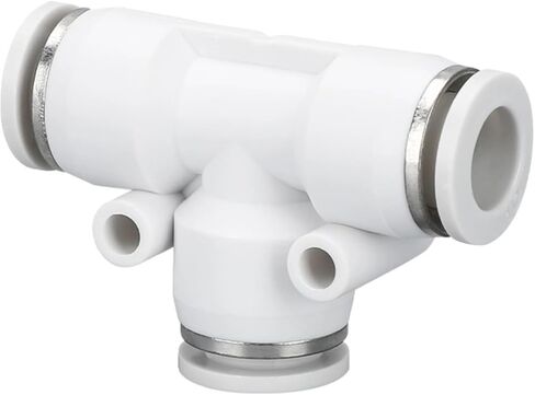 PE Three-Way Pneumatic T-Type Quick Connector Peg Variable Diameter White/Black Plastic Air Pipe PE6-8-10 1Pcs(PE12(white)) in Kuwait