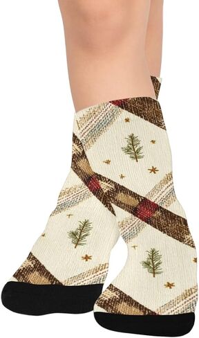 Plaid Bloom Art Hiking Socks - Toddler Boys & Girls Warm Thick Thermal Winter Crew Socks for School, Daily Wear & Outdoor Activities in Kuwait