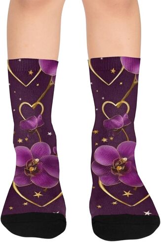 Night Lavender Love Hiking Socks - Toddler Boys & Girls Warm Thick Thermal Winter Crew Socks for School, Daily Wear & Outdoor Activities in Saudi Arabia